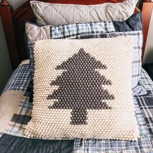 20”x 20”Oversized Christmas Tree Loops Square Throw Pillow Ivory/Gray